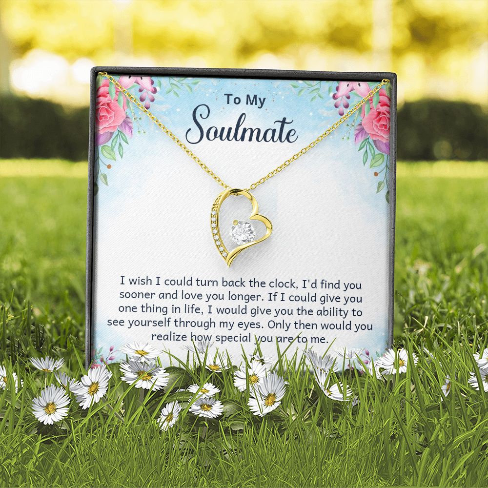 To My Soulmate I Wish I Could Turn Back Forever Necklace w Message Card-Express Your Love Gifts