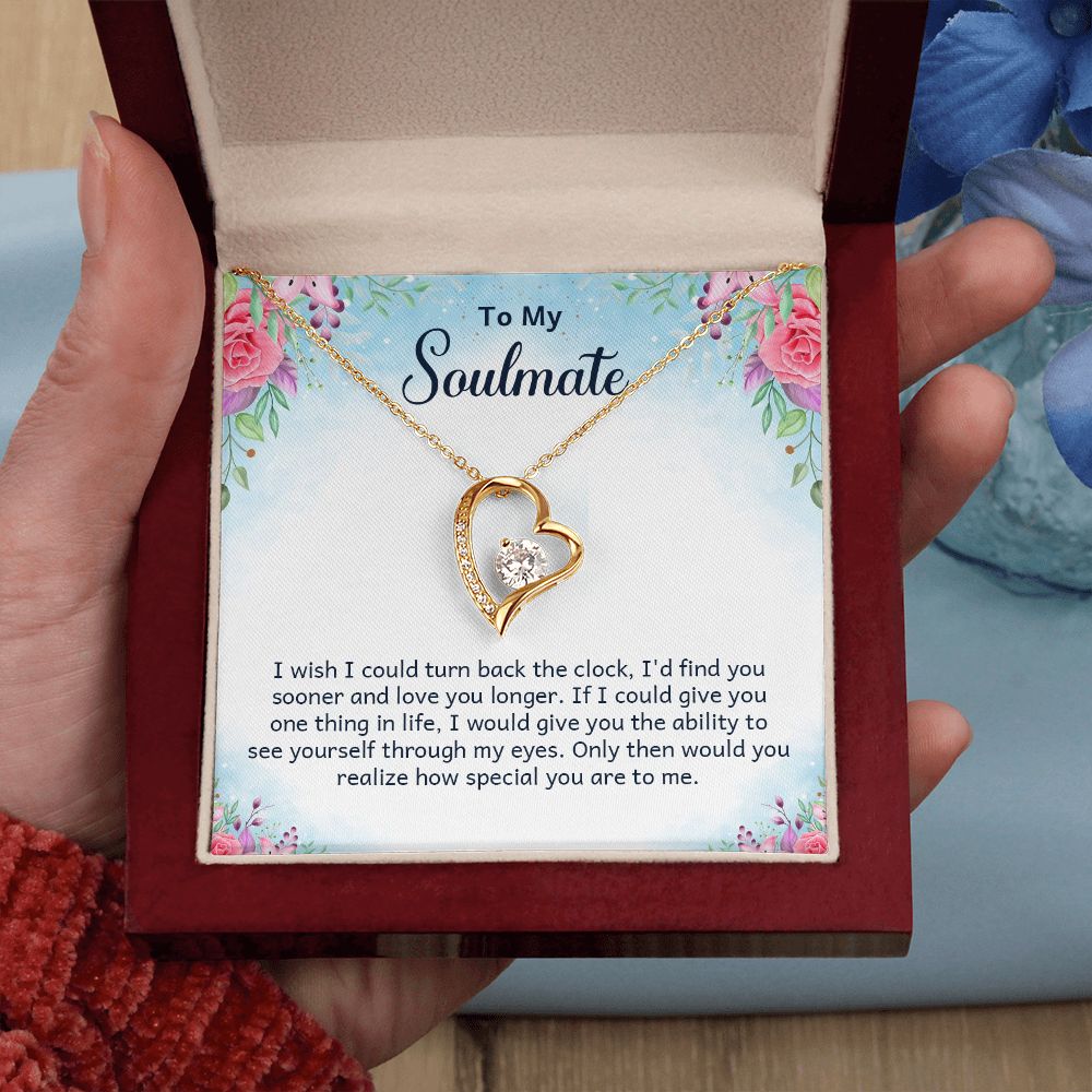 To My Soulmate I Wish I Could Turn Back Forever Necklace w Message Card-Express Your Love Gifts