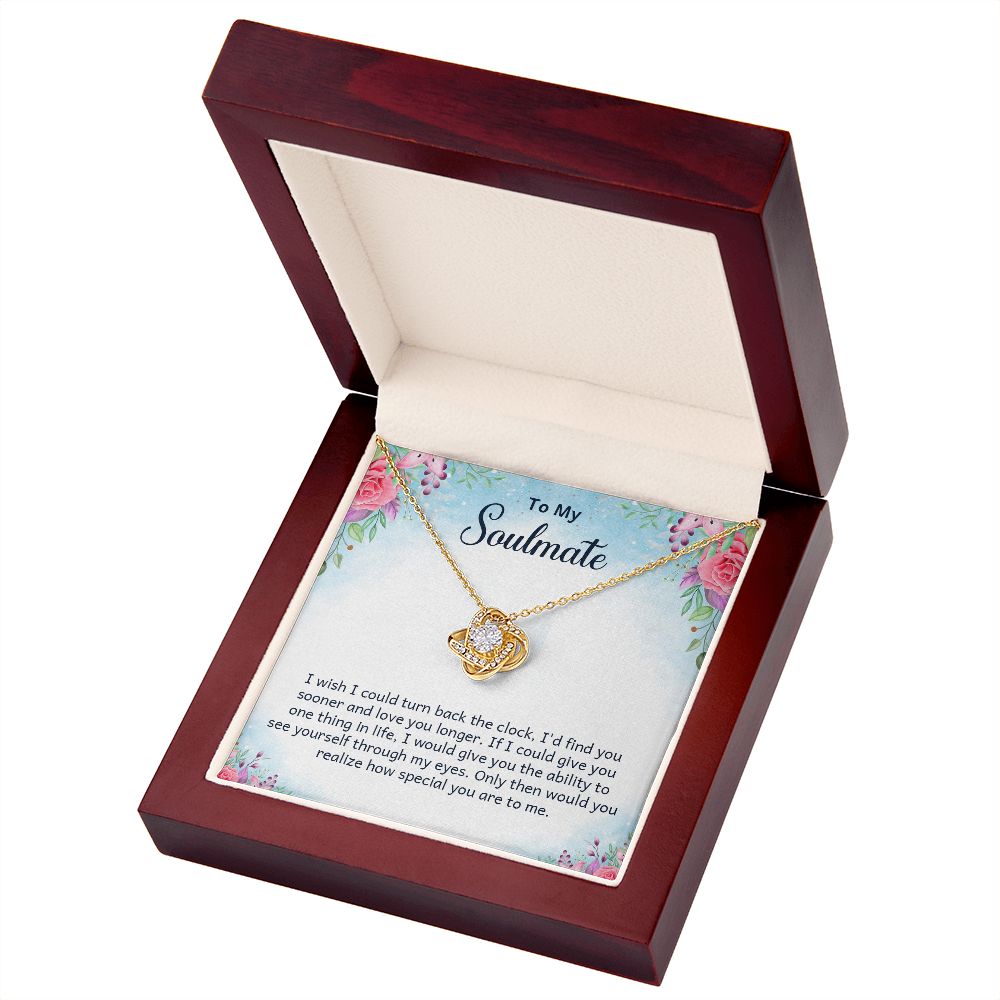 To My Soulmate I Wish I Could Turn Back Infinity Knot Necklace Message Card-Express Your Love Gifts