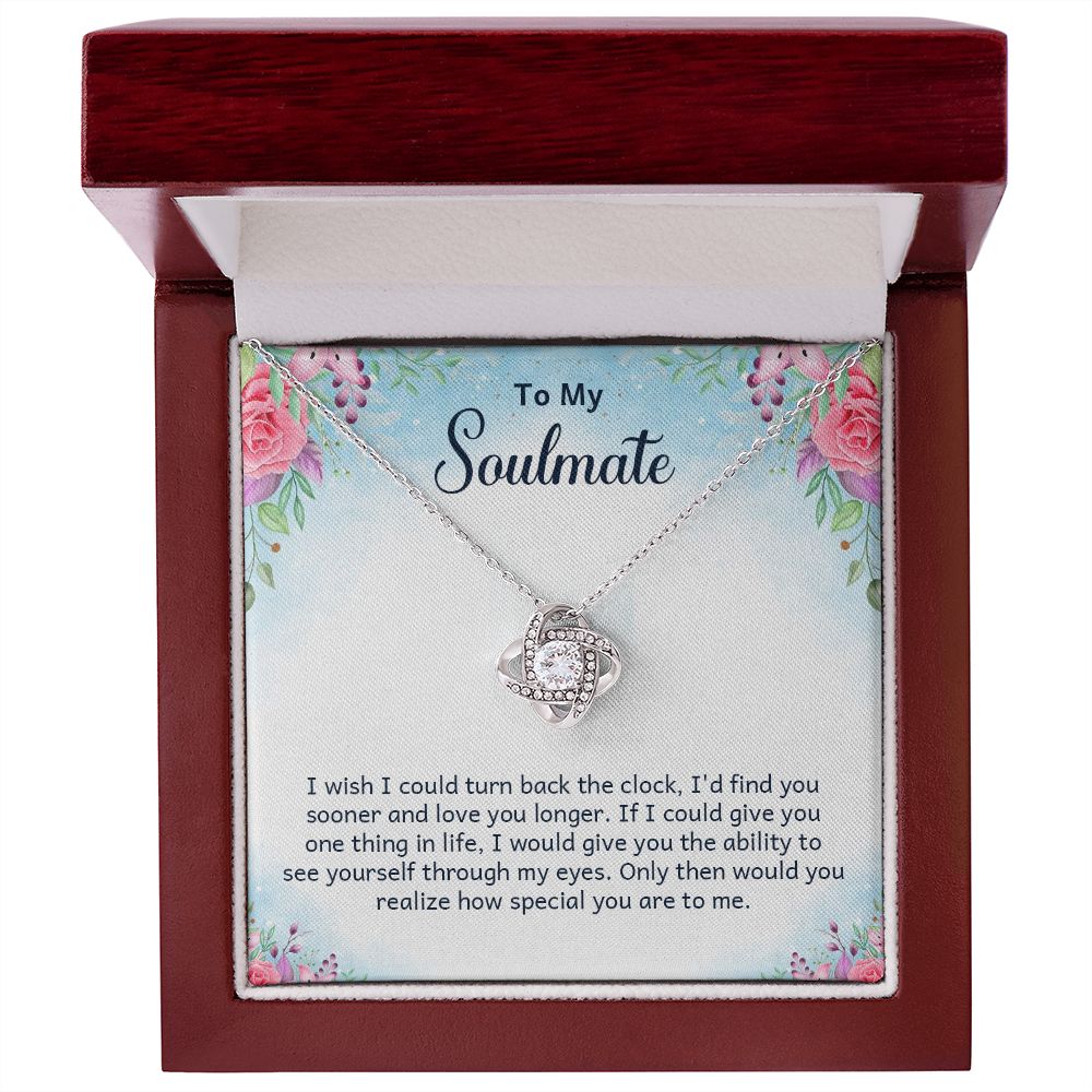 To My Soulmate I Wish I Could Turn Back Infinity Knot Necklace Message Card-Express Your Love Gifts