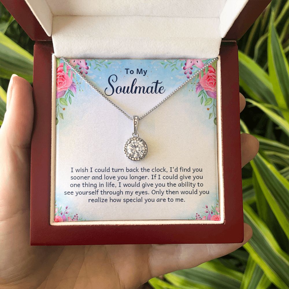 To My Soulmate I Wish I Could Turn Back The Clock Eternal Hope Necklace Message Card-Express Your Love Gifts