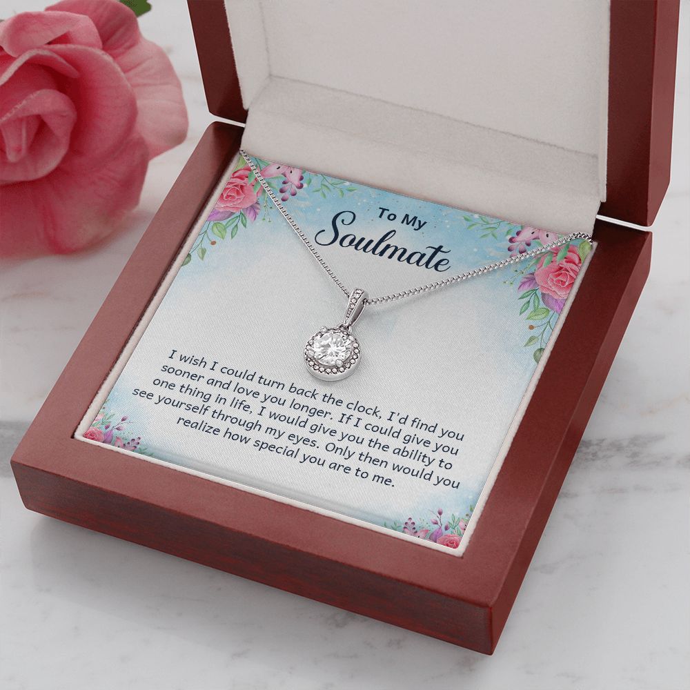 To My Soulmate I Wish I Could Turn Back The Clock Eternal Hope Necklace Message Card-Express Your Love Gifts