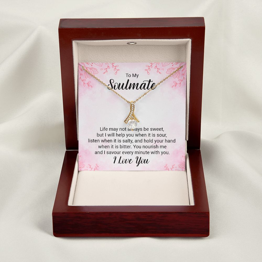 To My Soulmate Life May Not Always be Sweet Alluring Ribbon Necklace Message Card-Express Your Love Gifts