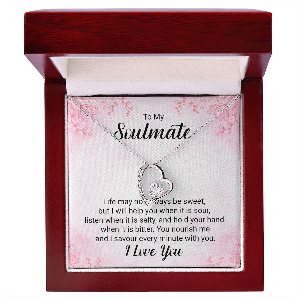 To My Soulmate Life May Not Always be Sweet Forever Necklace w Message Card-Express Your Love Gifts