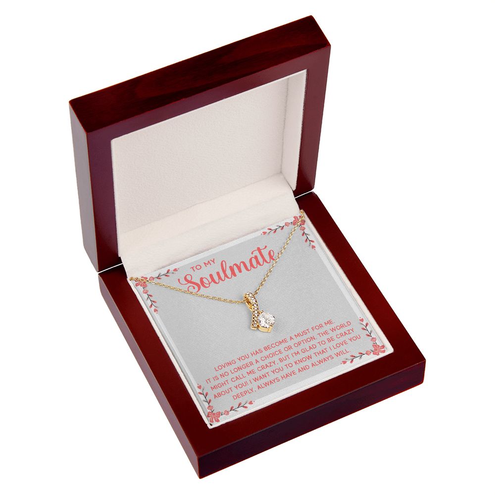 To My Soulmate Loving You Has Become a Must Alluring Ribbon Necklace Message Card-Express Your Love Gifts