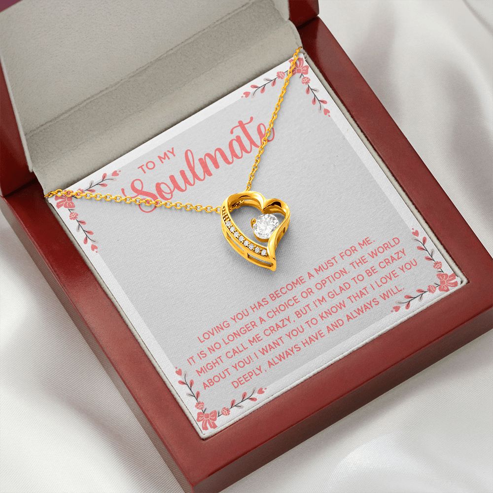 To My Soulmate Loving You Has Become a Must Forever Necklace w Message Card-Express Your Love Gifts