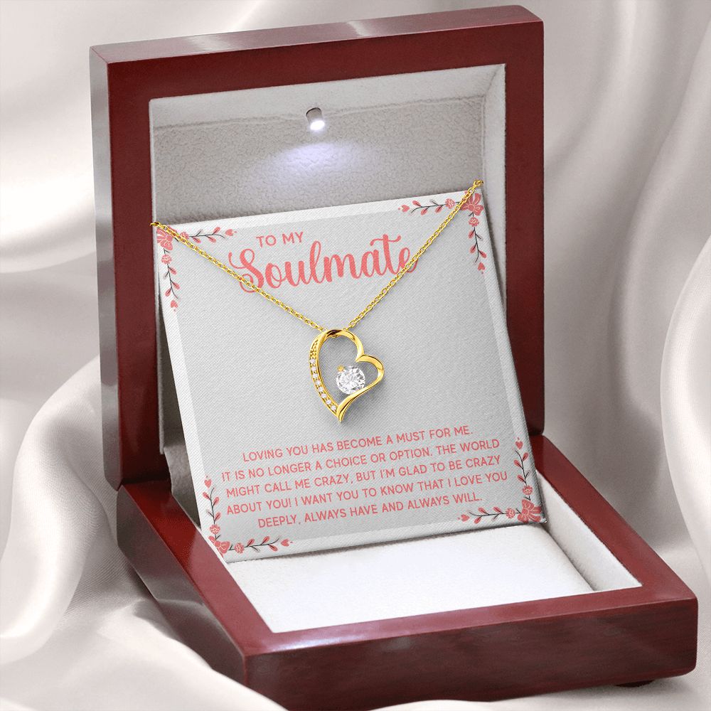 To My Soulmate Loving You Has Become a Must Forever Necklace w Message Card-Express Your Love Gifts
