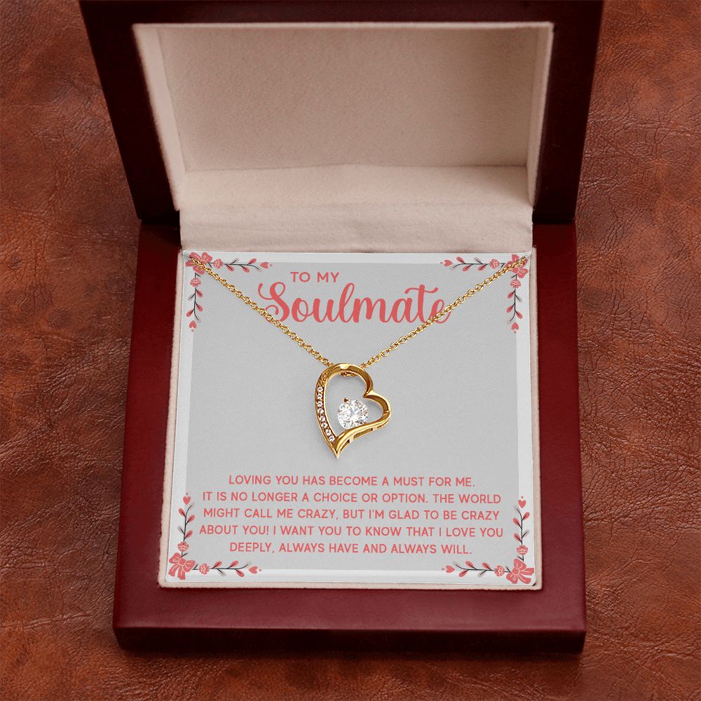 To My Soulmate Loving You Has Become a Must Forever Necklace w Message Card-Express Your Love Gifts