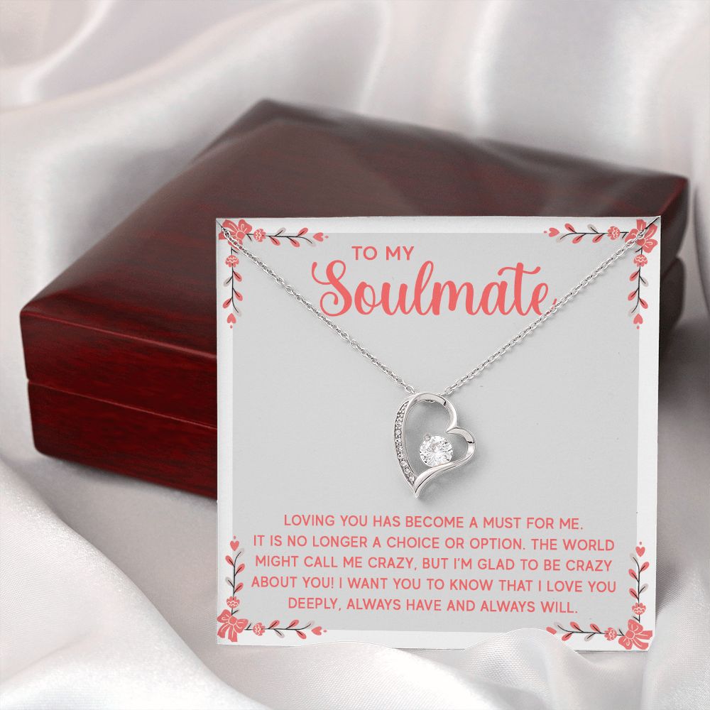 To My Soulmate Loving You Has Become a Must Forever Necklace w Message Card-Express Your Love Gifts