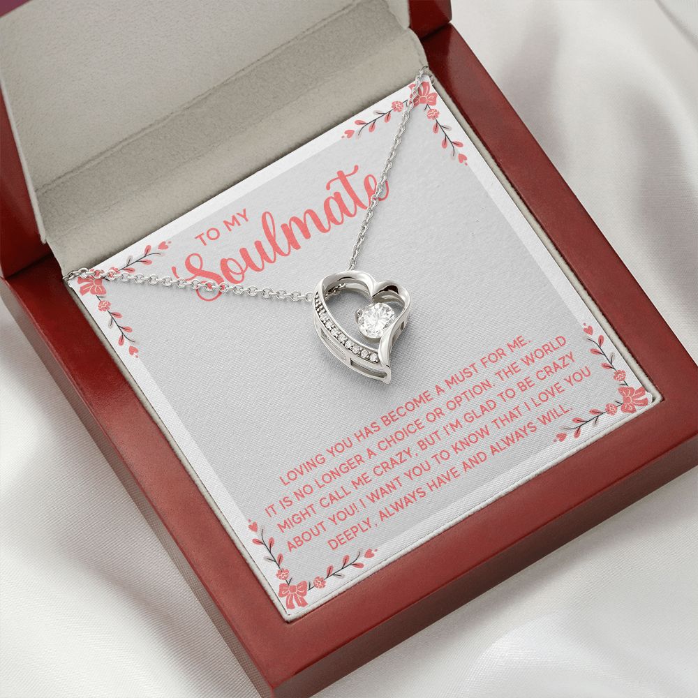 To My Soulmate Loving You Has Become a Must Forever Necklace w Message Card-Express Your Love Gifts