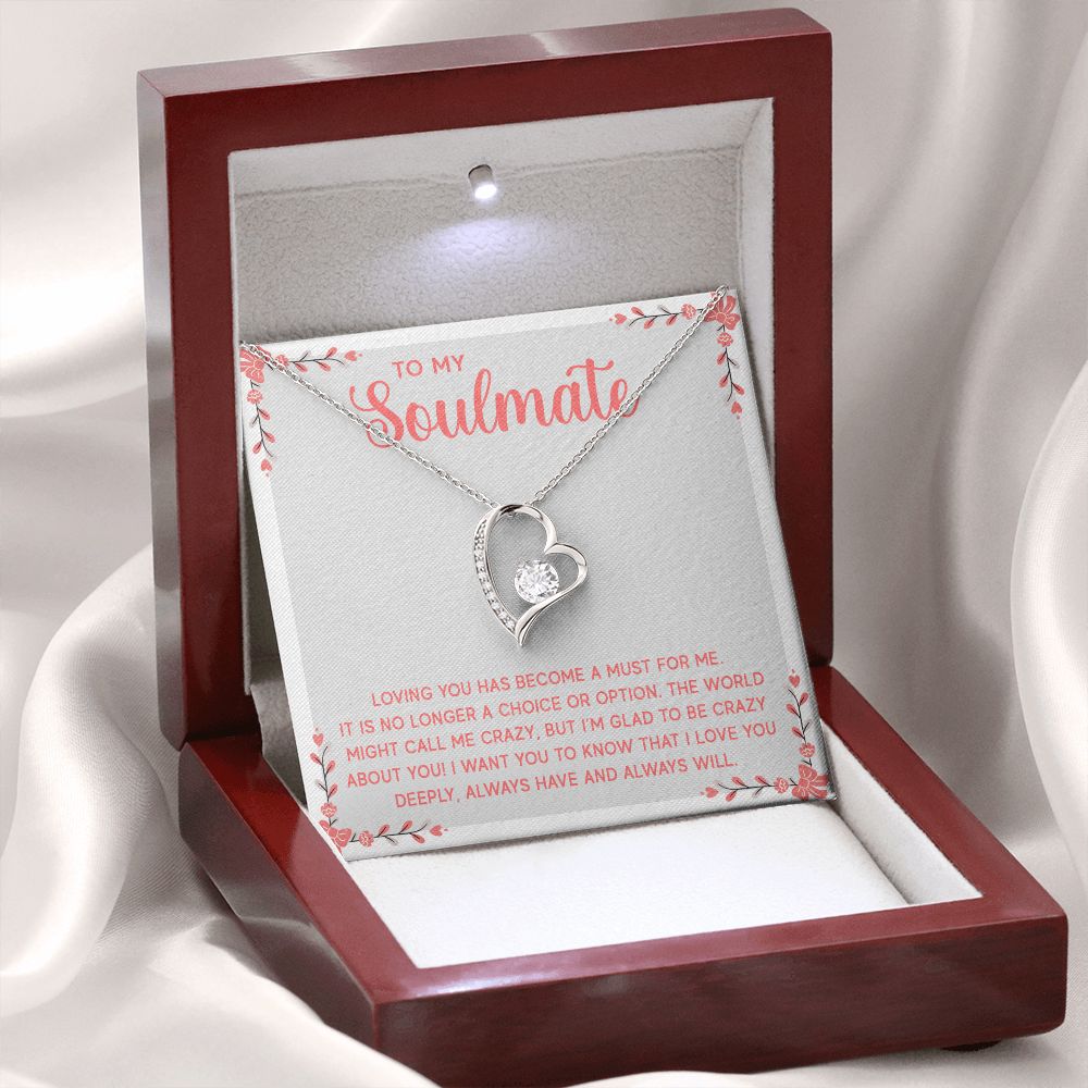To My Soulmate Loving You Has Become a Must Forever Necklace w Message Card-Express Your Love Gifts