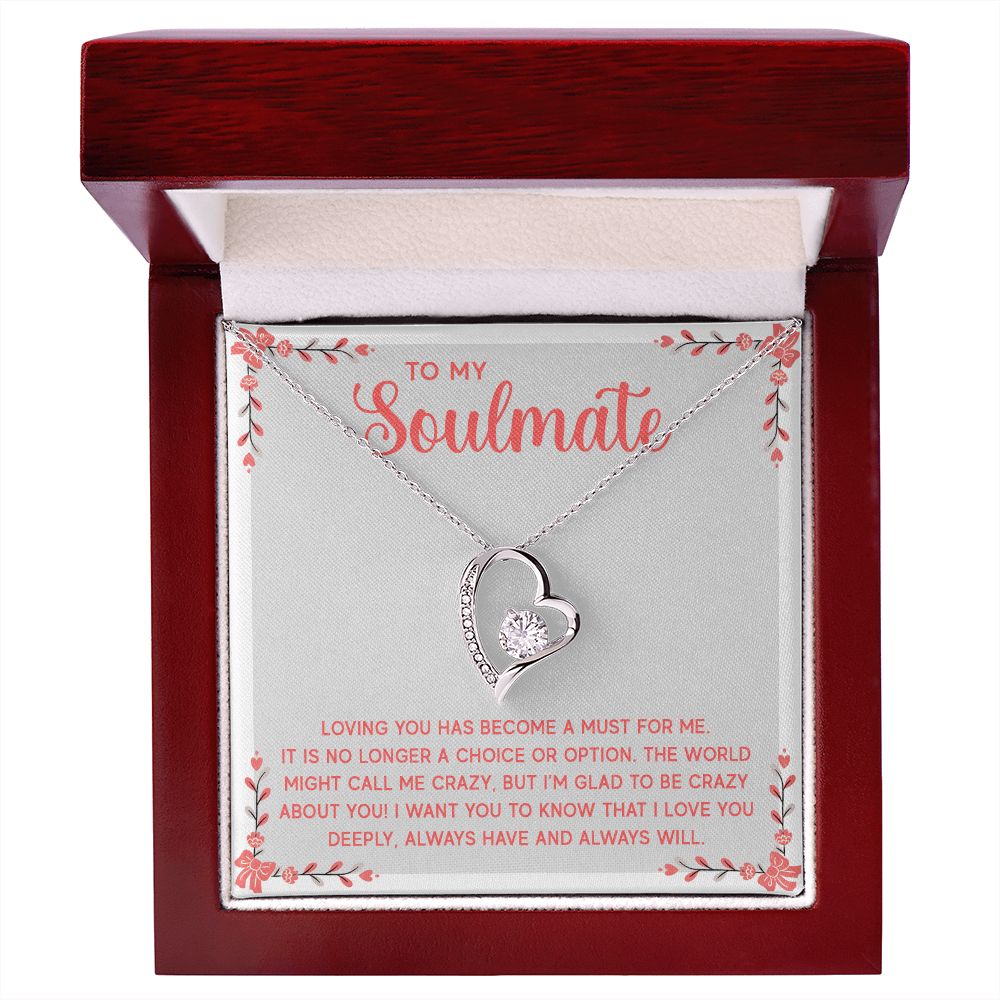 To My Soulmate Loving You Has Become a Must Forever Necklace w Message Card-Express Your Love Gifts