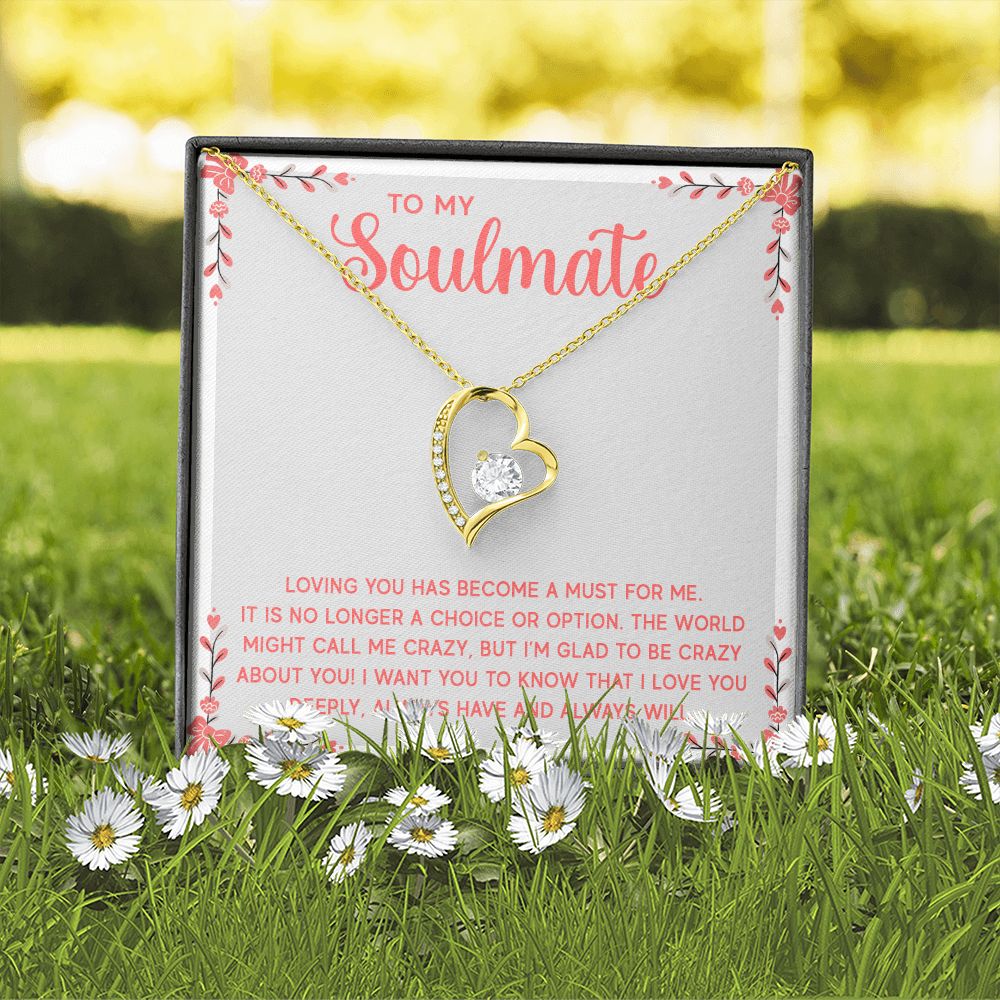 To My Soulmate Loving You Has Become a Must Forever Necklace w Message Card-Express Your Love Gifts