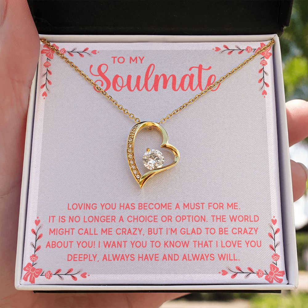 To My Soulmate Loving You Has Become a Must Forever Necklace w Message Card-Express Your Love Gifts