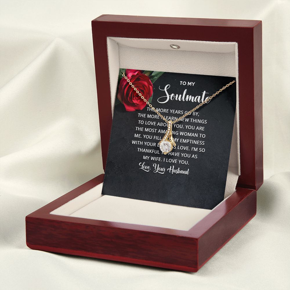 To My Soulmate The More Years Go By Alluring Ribbon Necklace Message Card-Express Your Love Gifts