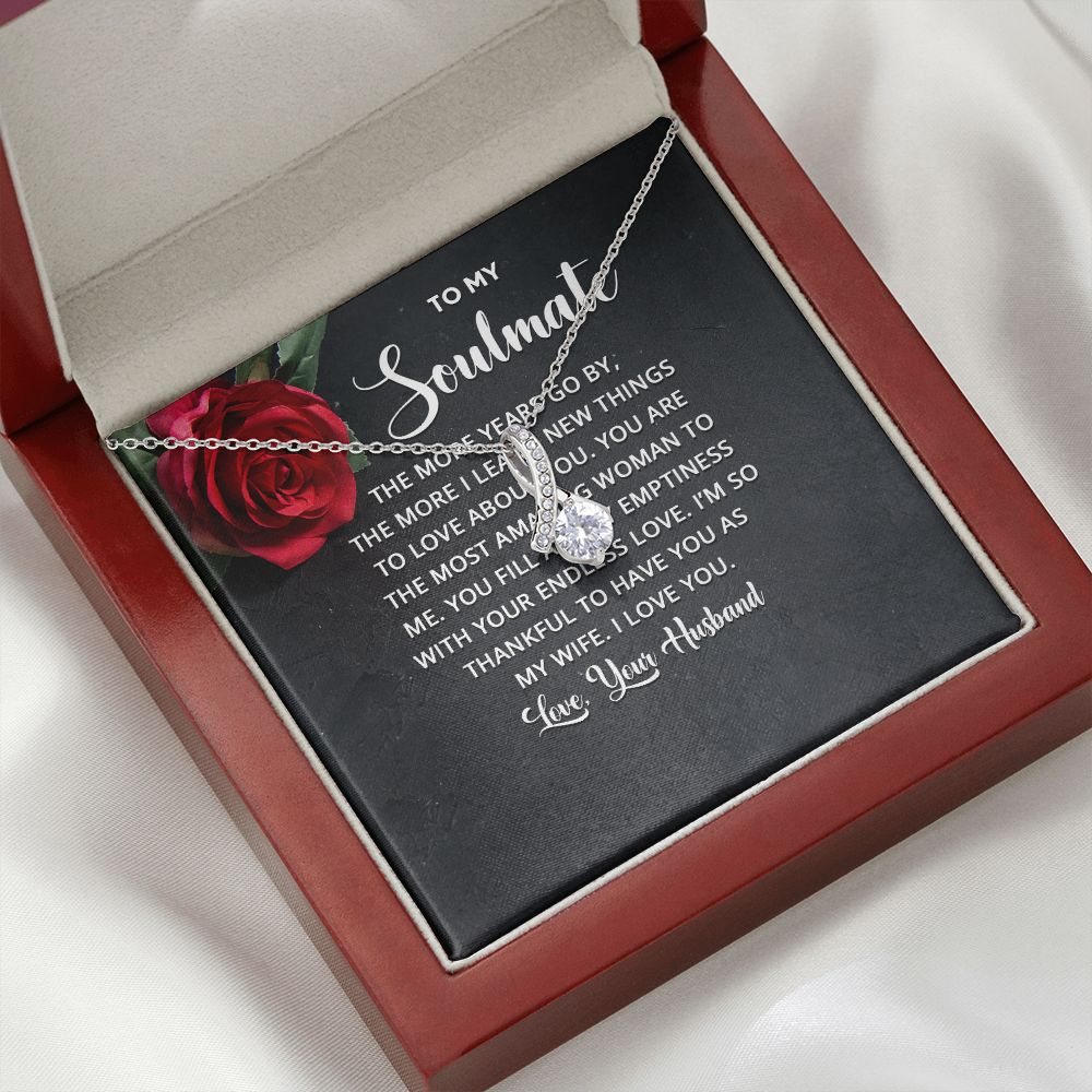 To My Soulmate The More Years Go By Alluring Ribbon Necklace Message Card-Express Your Love Gifts