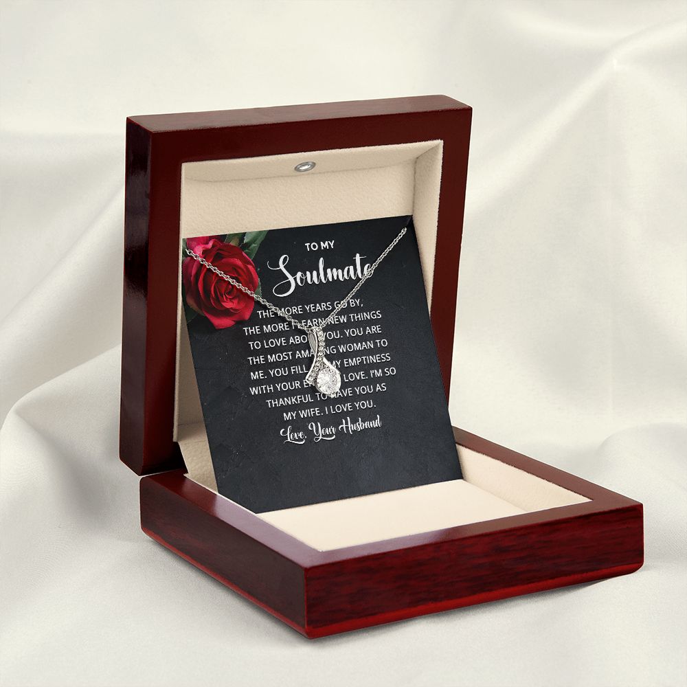 To My Soulmate The More Years Go By Alluring Ribbon Necklace Message Card-Express Your Love Gifts