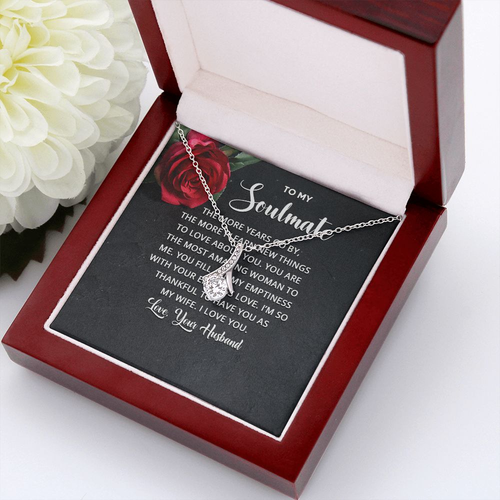 To My Soulmate The More Years Go By Alluring Ribbon Necklace Message Card-Express Your Love Gifts