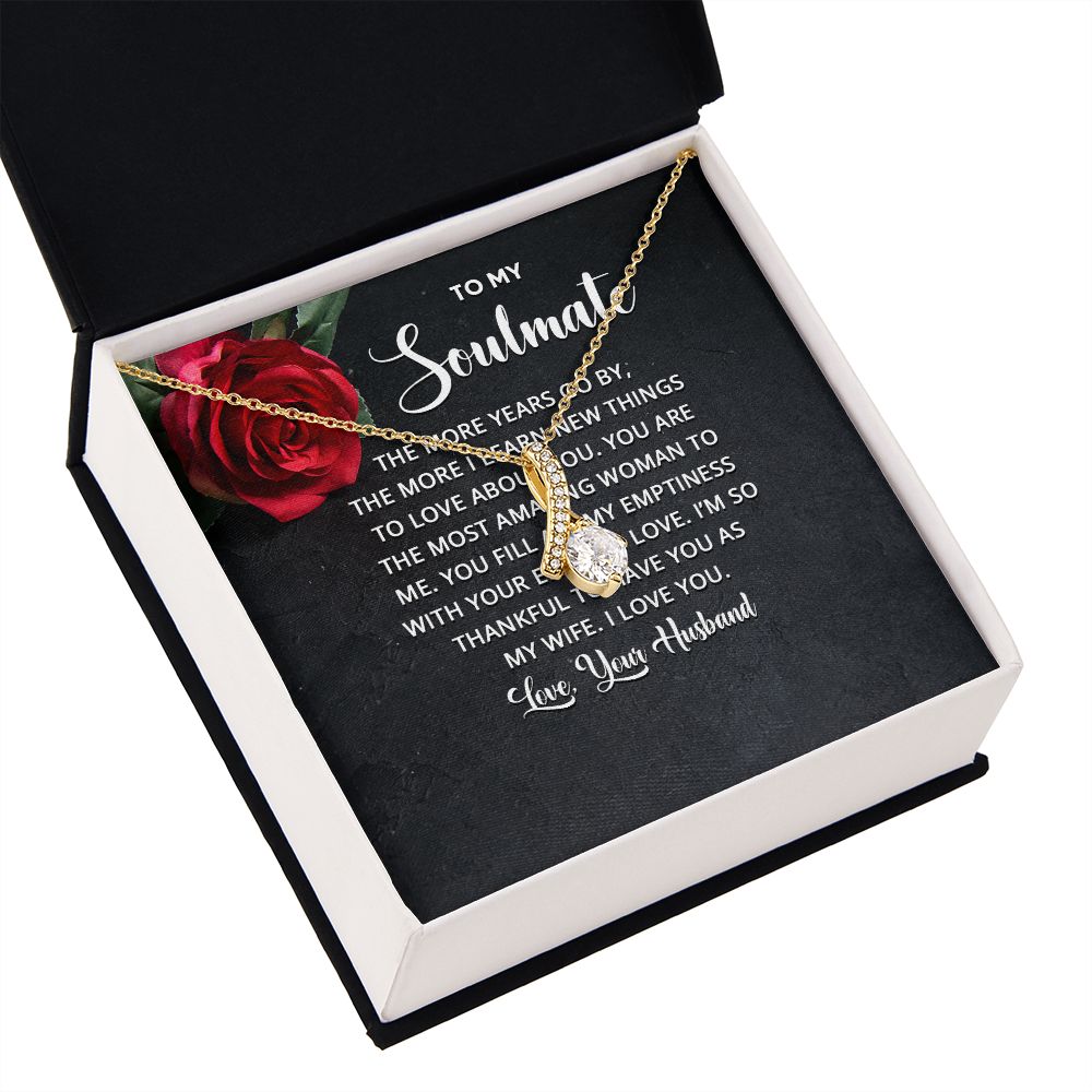 To My Soulmate The More Years Go By Alluring Ribbon Necklace Message Card-Express Your Love Gifts