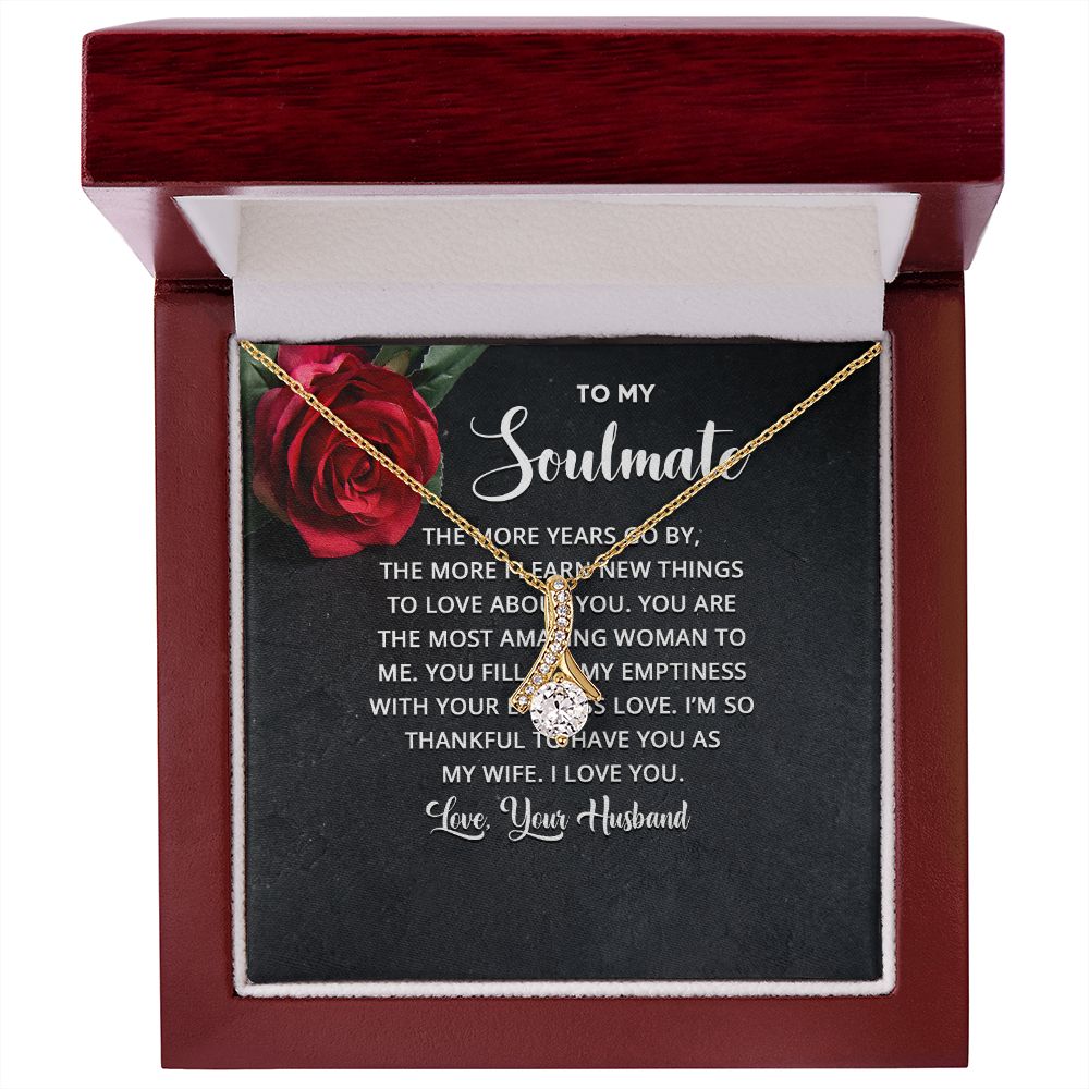 To My Soulmate The More Years Go By Alluring Ribbon Necklace Message Card-Express Your Love Gifts