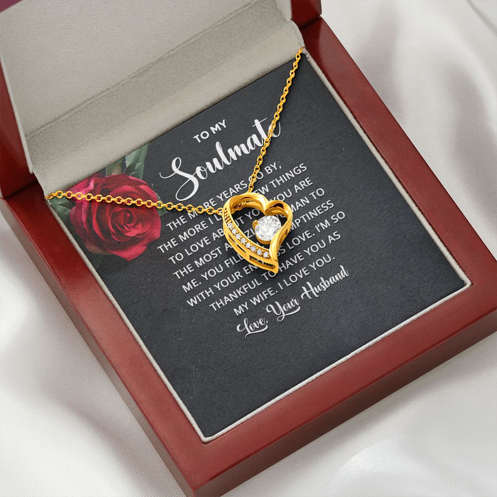 To My Soulmate The More Years Go By Forever Necklace w Message Card-Express Your Love Gifts