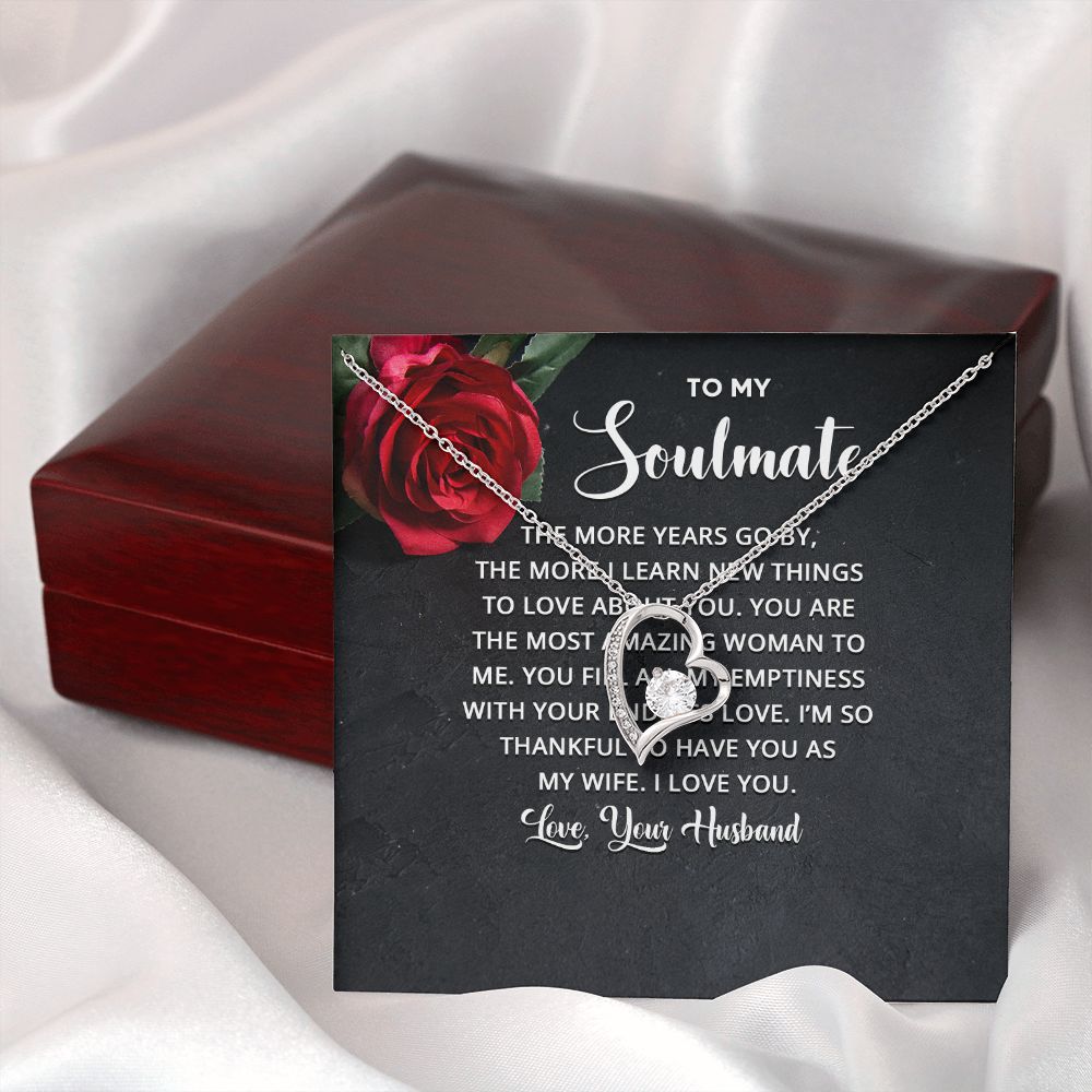 To My Soulmate The More Years Go By Forever Necklace w Message Card-Express Your Love Gifts