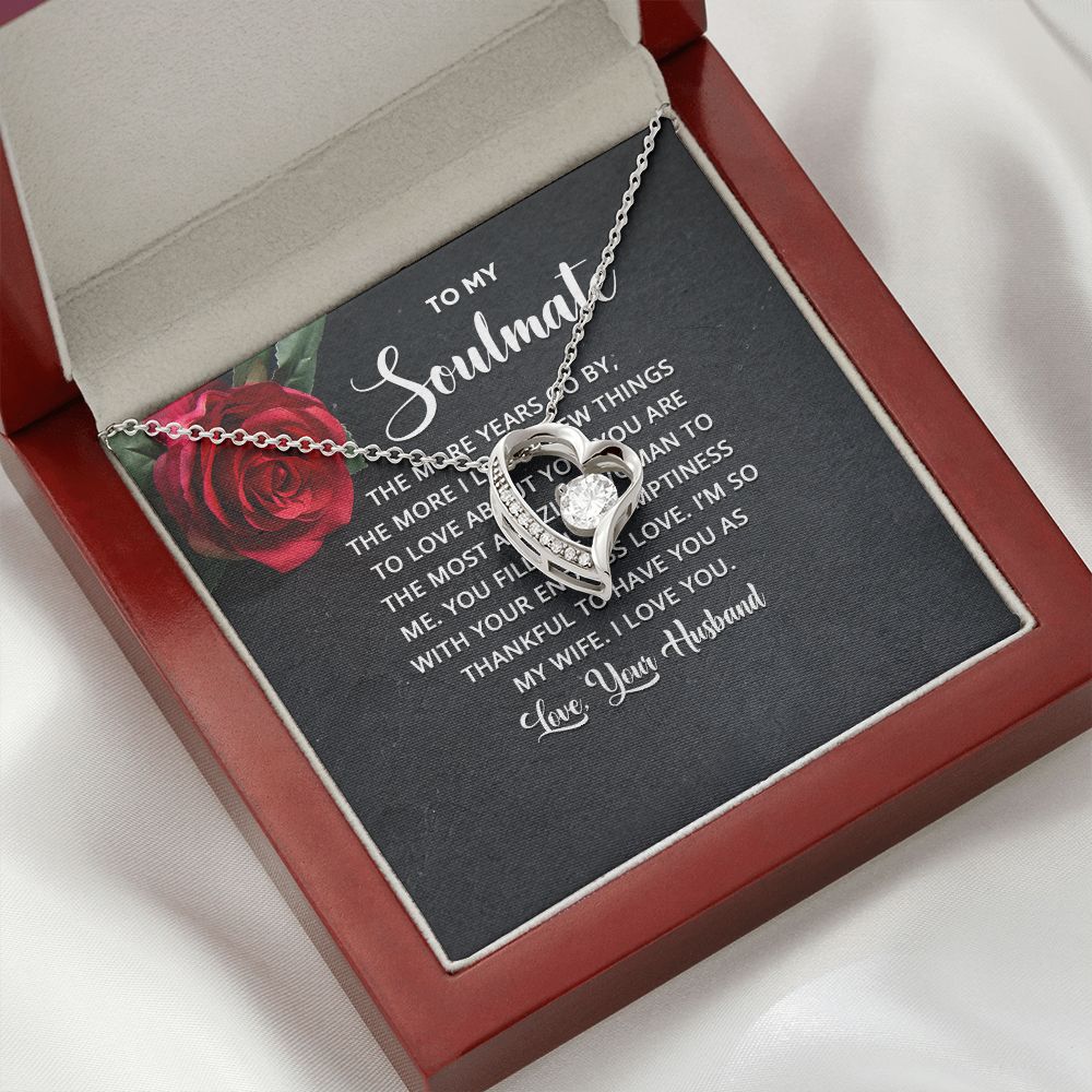 To My Soulmate The More Years Go By Forever Necklace w Message Card-Express Your Love Gifts