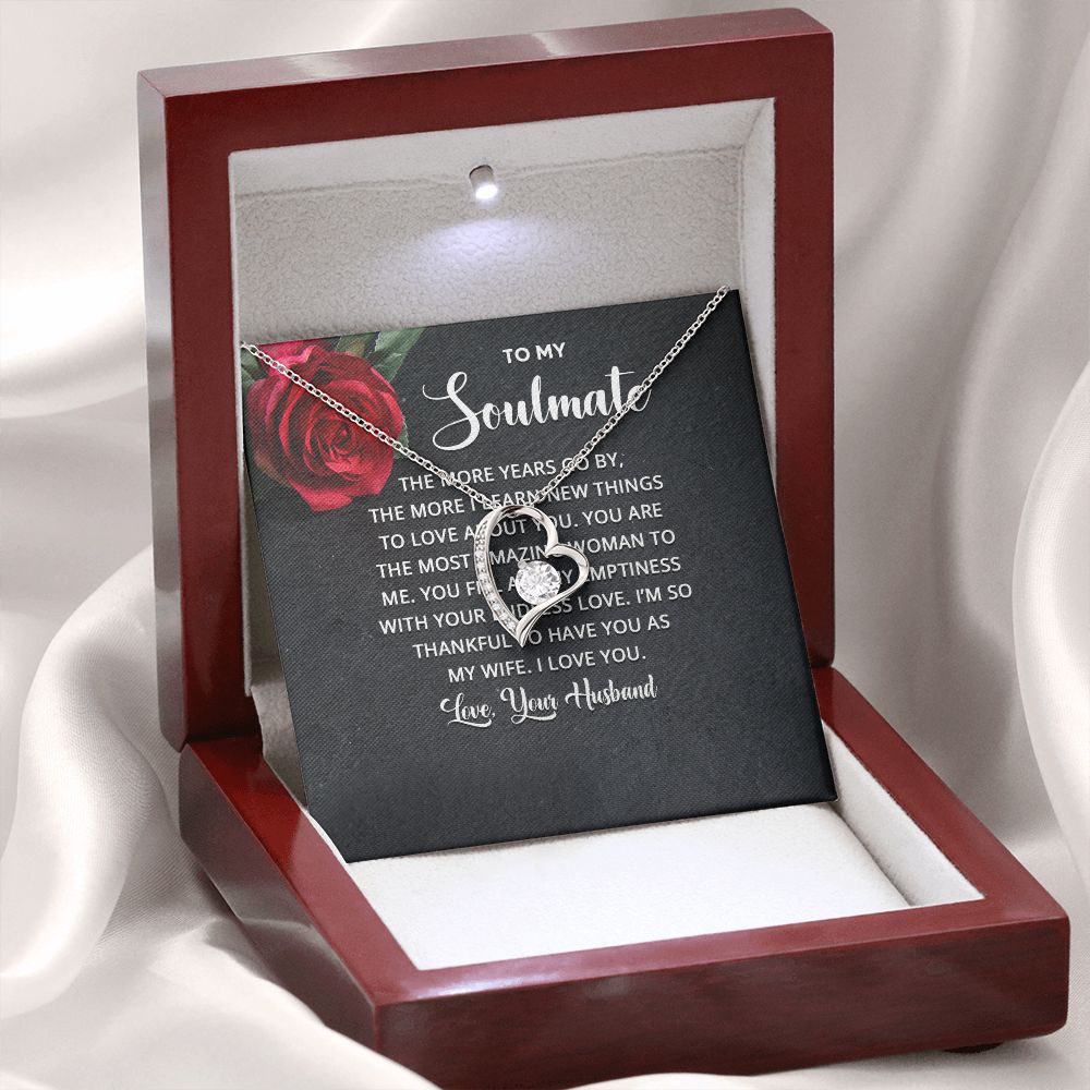 To My Soulmate The More Years Go By Forever Necklace w Message Card-Express Your Love Gifts