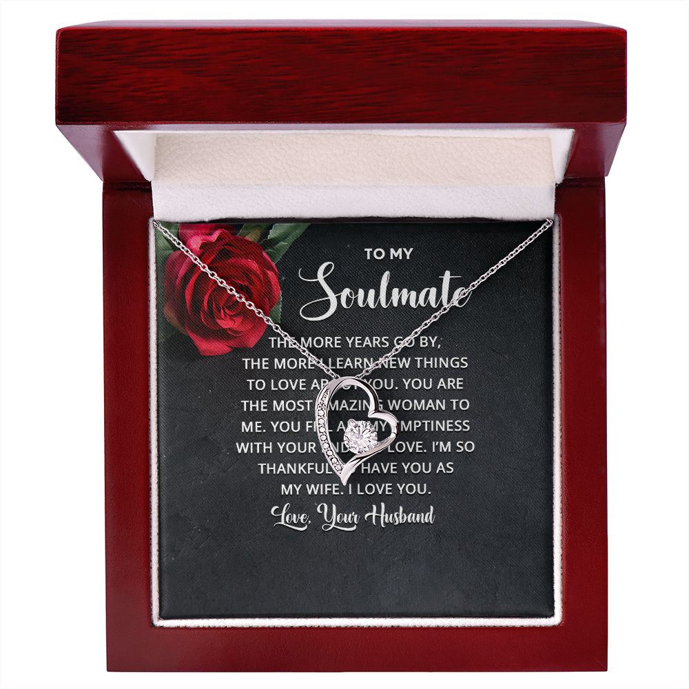 To My Soulmate The More Years Go By Forever Necklace w Message Card-Express Your Love Gifts