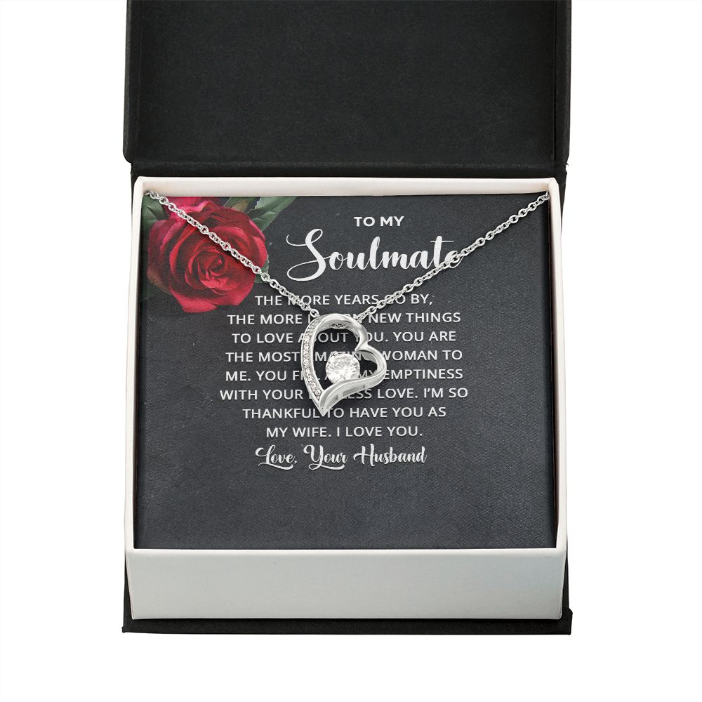 To My Soulmate The More Years Go By Forever Necklace w Message Card-Express Your Love Gifts
