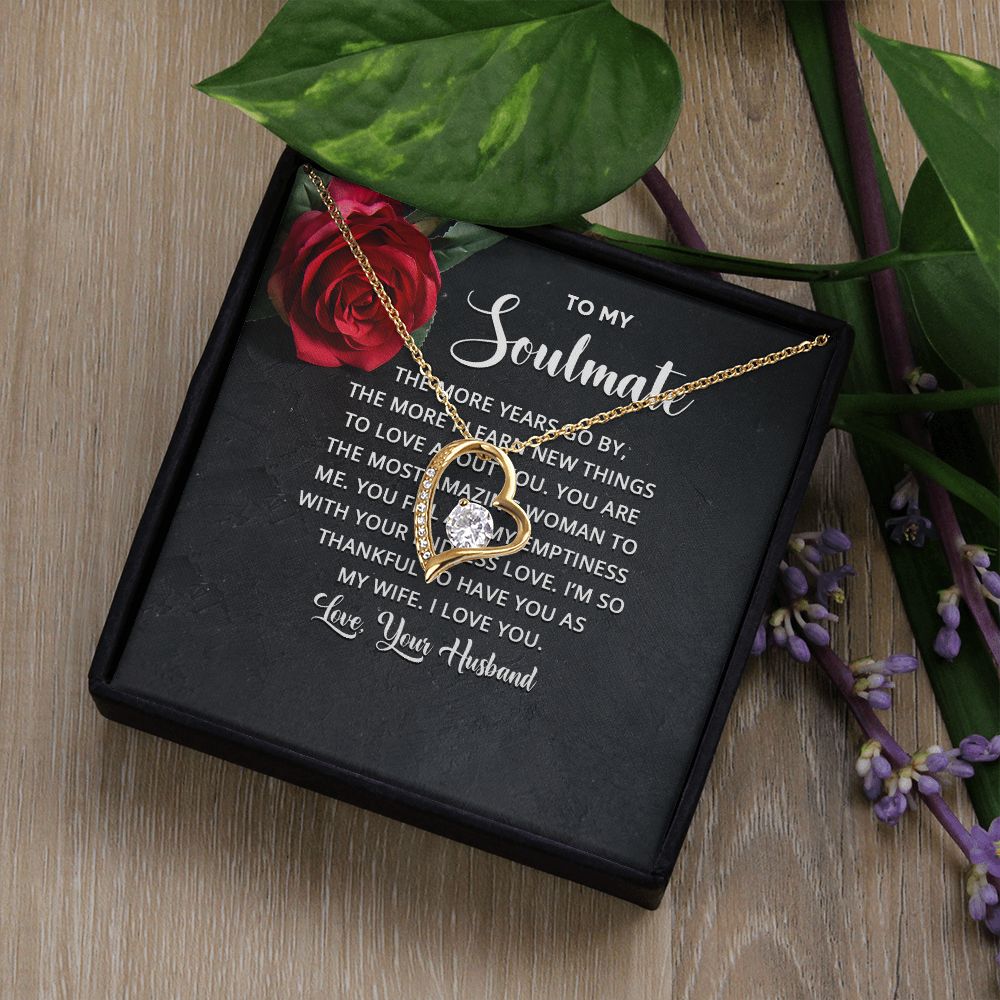 To My Soulmate The More Years Go By Forever Necklace w Message Card-Express Your Love Gifts