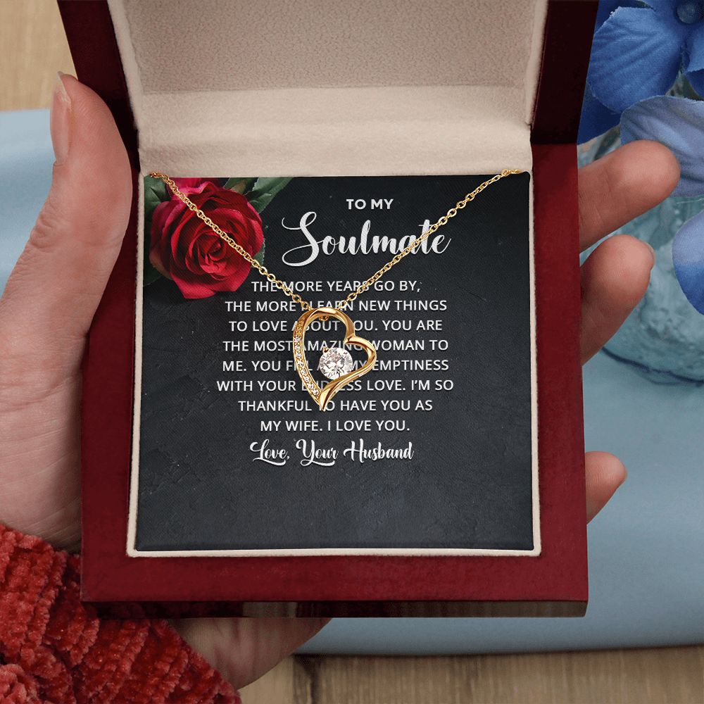 To My Soulmate The More Years Go By Forever Necklace w Message Card-Express Your Love Gifts