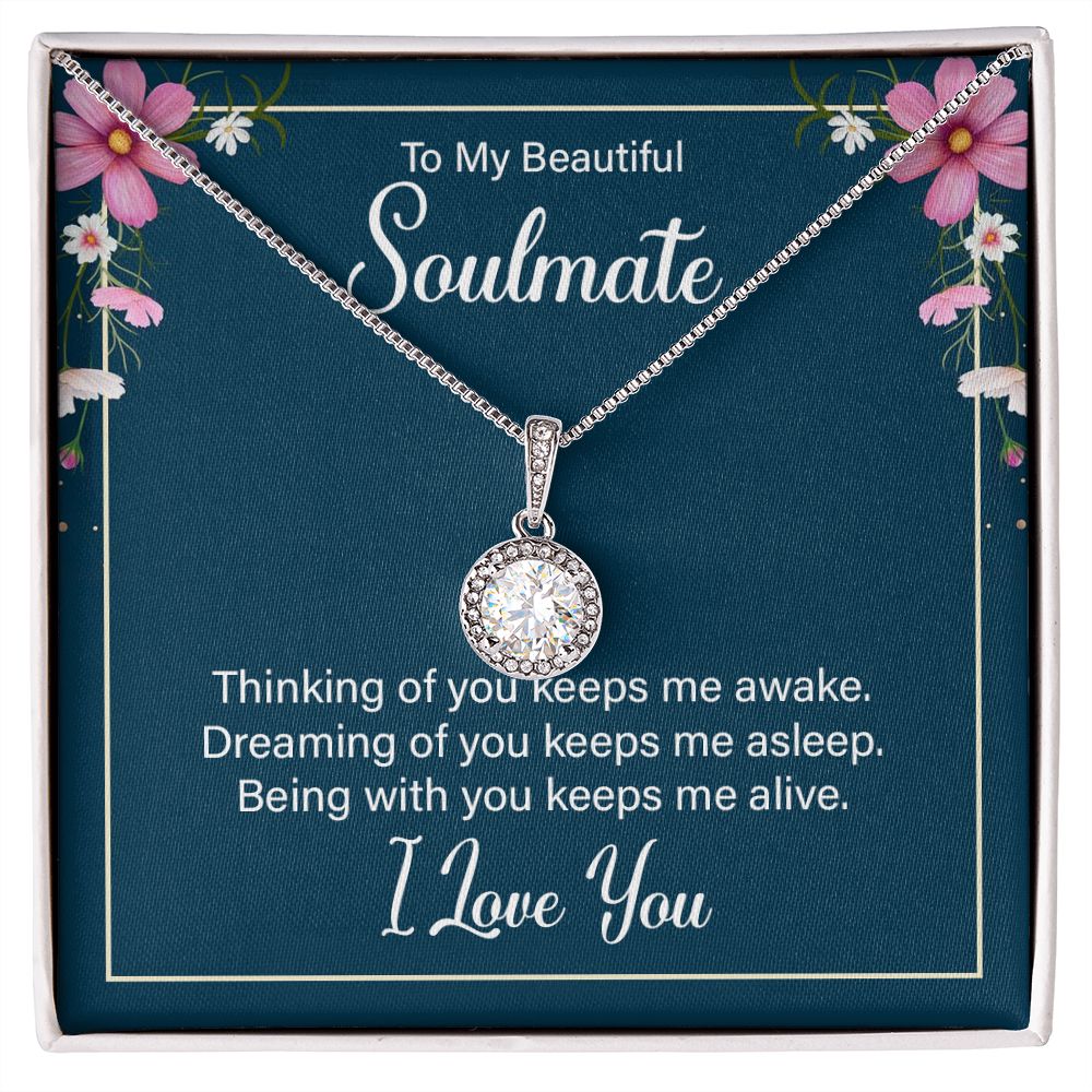 To My Soulmate Thinking of You Keeps Me Awake Eternal Hope Necklace Message Card-Express Your Love Gifts