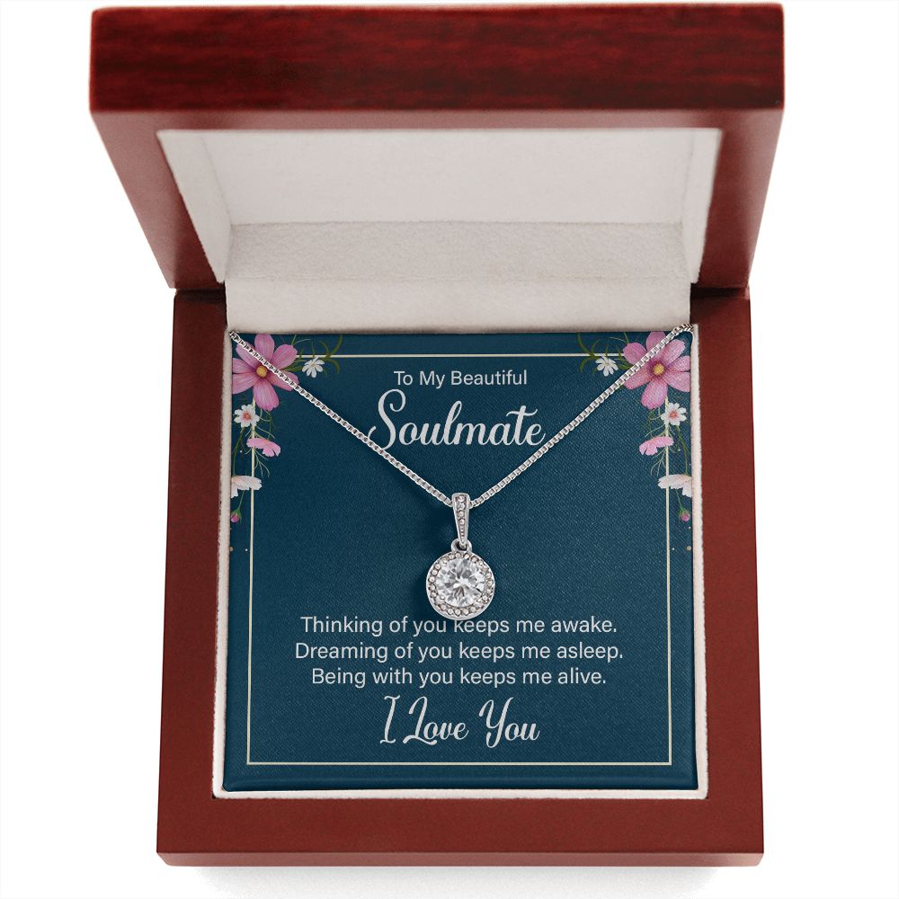 To My Soulmate Thinking of You Keeps Me Awake Eternal Hope Necklace Message Card-Express Your Love Gifts