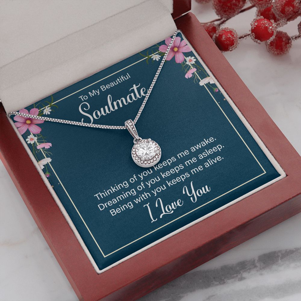 To My Soulmate Thinking of You Keeps Me Awake Eternal Hope Necklace Message Card-Express Your Love Gifts
