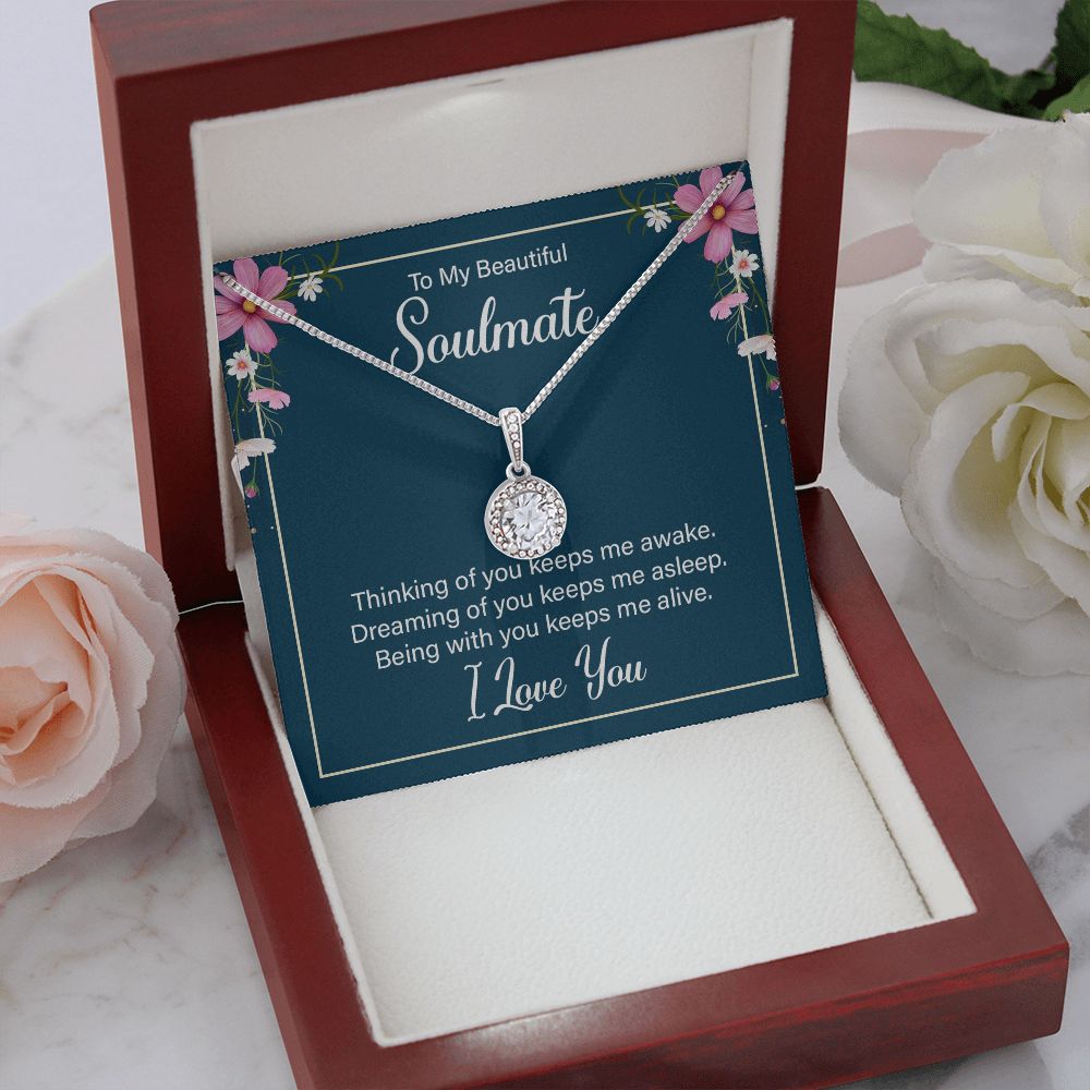 To My Soulmate Thinking of You Keeps Me Awake Eternal Hope Necklace Message Card-Express Your Love Gifts