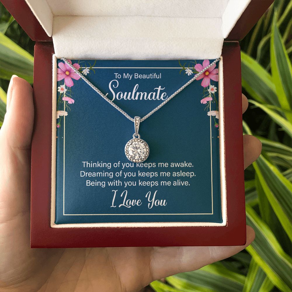 To My Soulmate Thinking of You Keeps Me Awake Eternal Hope Necklace Message Card-Express Your Love Gifts