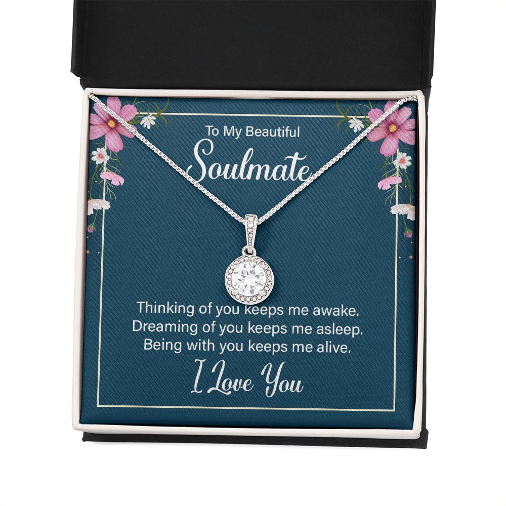 To My Soulmate Thinking of You Keeps Me Awake Eternal Hope Necklace Message Card-Express Your Love Gifts