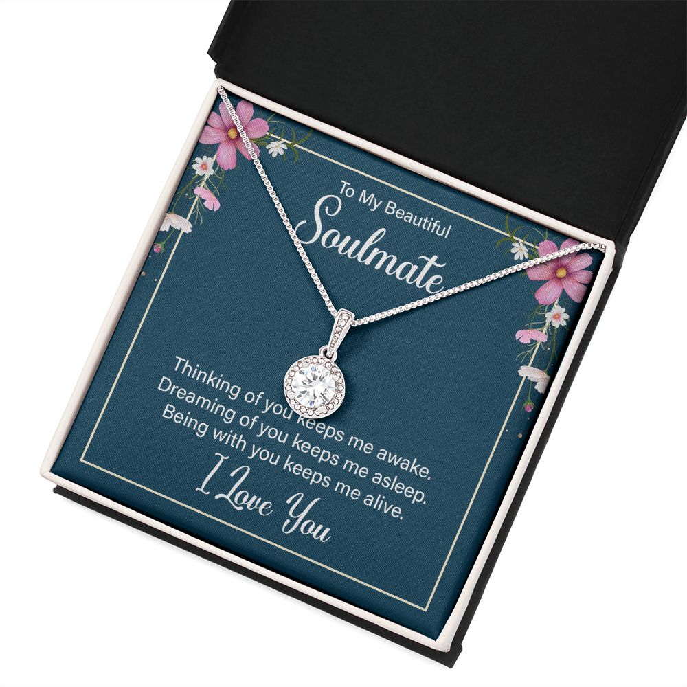 To My Soulmate Thinking of You Keeps Me Awake Eternal Hope Necklace Message Card-Express Your Love Gifts