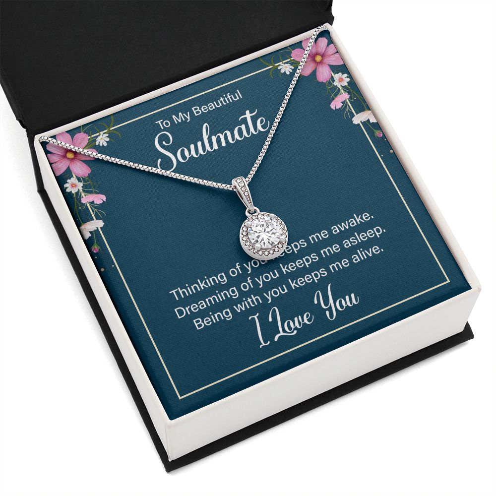 To My Soulmate Thinking of You Keeps Me Awake Eternal Hope Necklace Message Card-Express Your Love Gifts