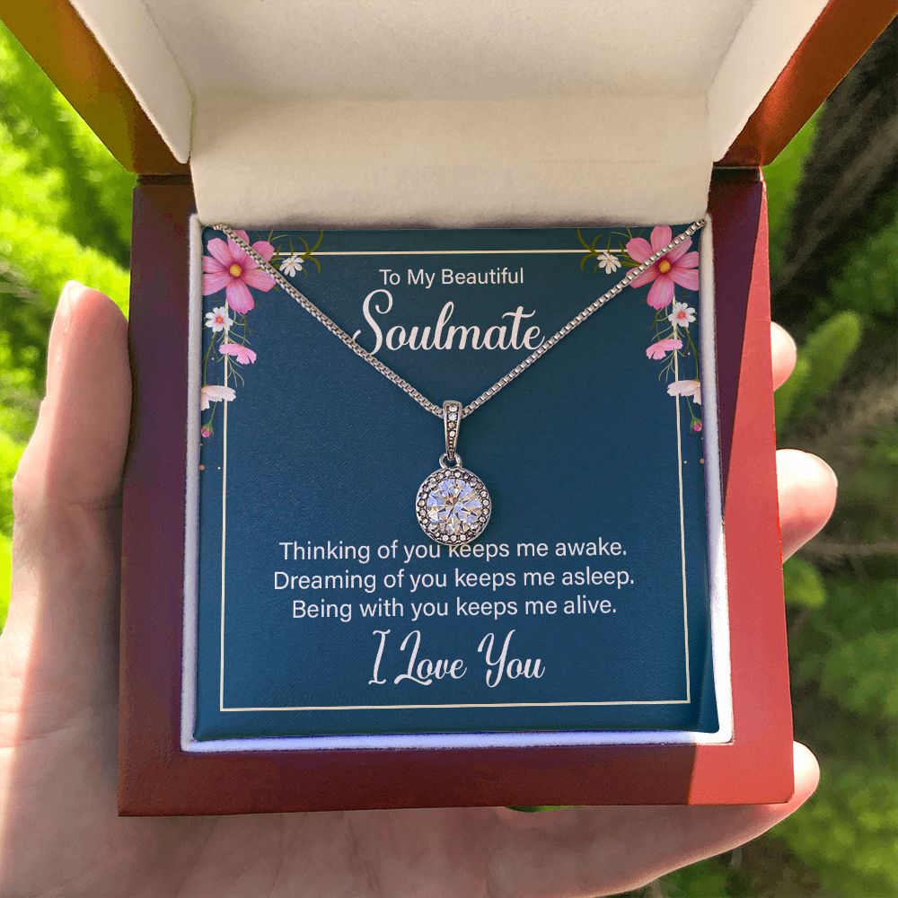 To My Soulmate Thinking of You Keeps Me Awake Eternal Hope Necklace Message Card-Express Your Love Gifts