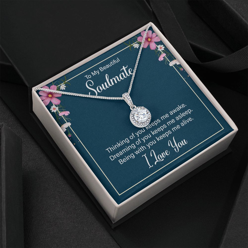To My Soulmate Thinking of You Keeps Me Awake Eternal Hope Necklace Message Card-Express Your Love Gifts