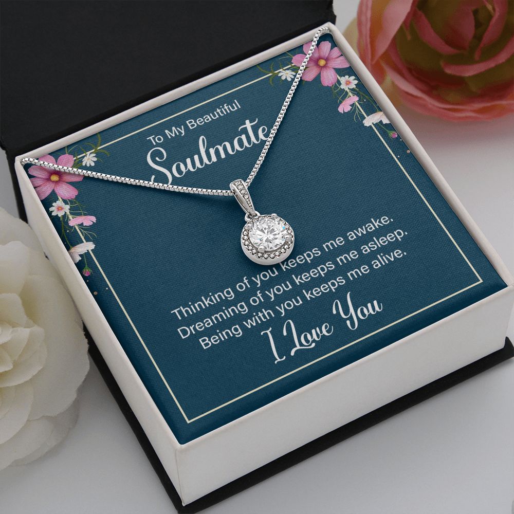 To My Soulmate Thinking of You Keeps Me Awake Eternal Hope Necklace Message Card-Express Your Love Gifts