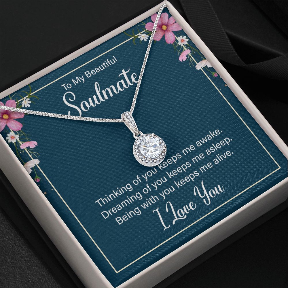 To My Soulmate Thinking of You Keeps Me Awake Eternal Hope Necklace Message Card-Express Your Love Gifts