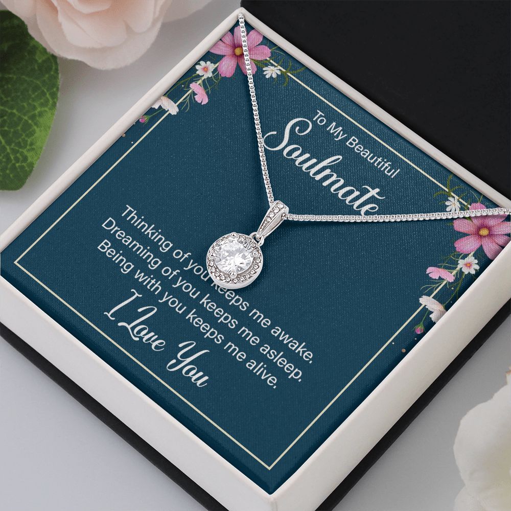 To My Soulmate Thinking of You Keeps Me Awake Eternal Hope Necklace Message Card-Express Your Love Gifts