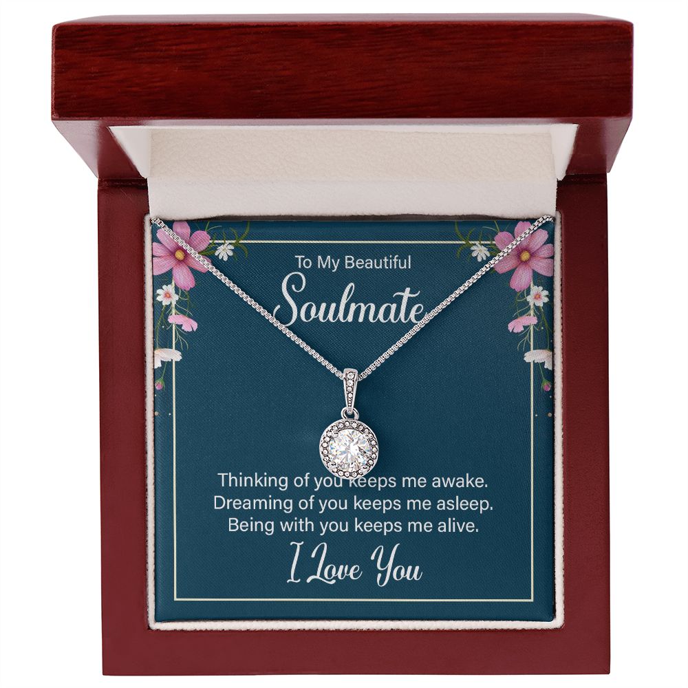 To My Soulmate Thinking of You Keeps Me Awake Eternal Hope Necklace Message Card-Express Your Love Gifts