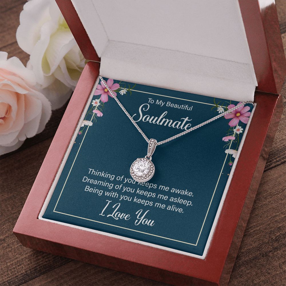 To My Soulmate Thinking of You Keeps Me Awake Eternal Hope Necklace Message Card-Express Your Love Gifts