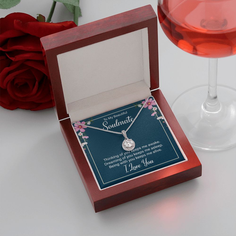 To My Soulmate Thinking of You Keeps Me Awake Eternal Hope Necklace Message Card-Express Your Love Gifts
