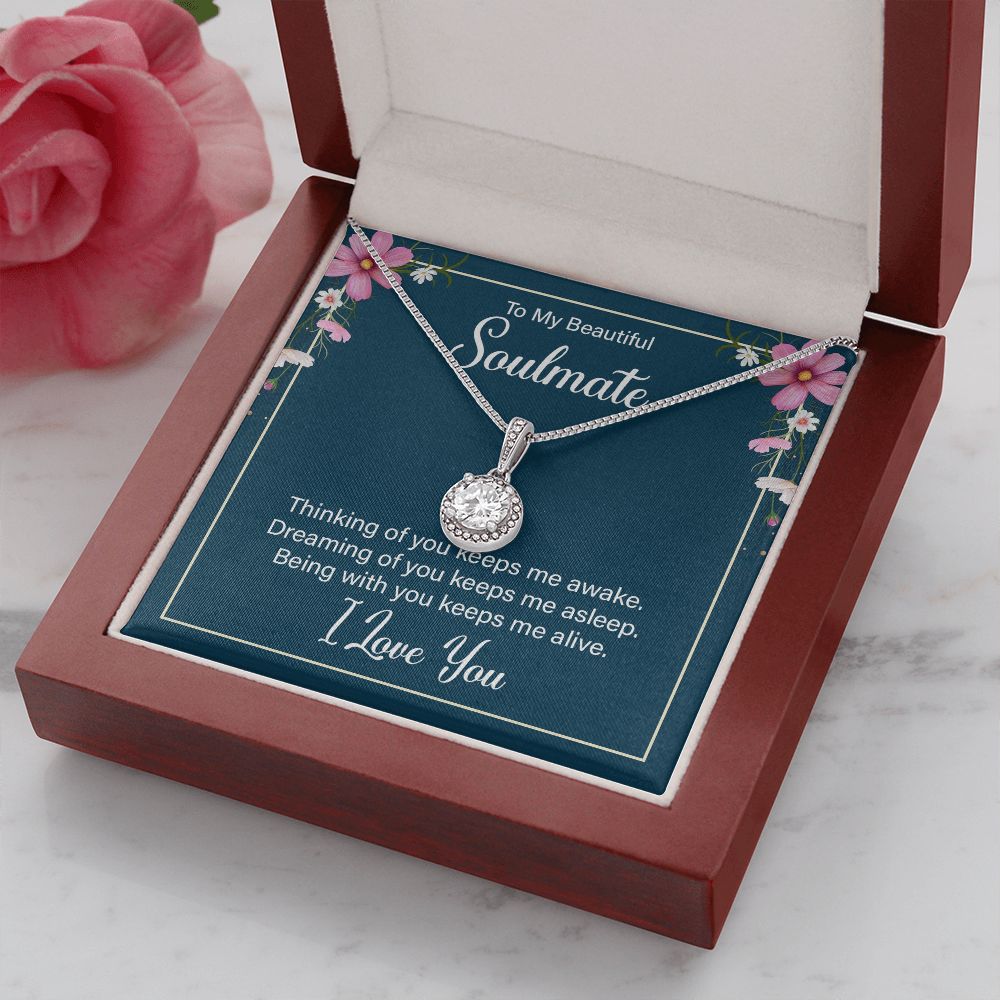 To My Soulmate Thinking of You Keeps Me Awake Eternal Hope Necklace Message Card-Express Your Love Gifts
