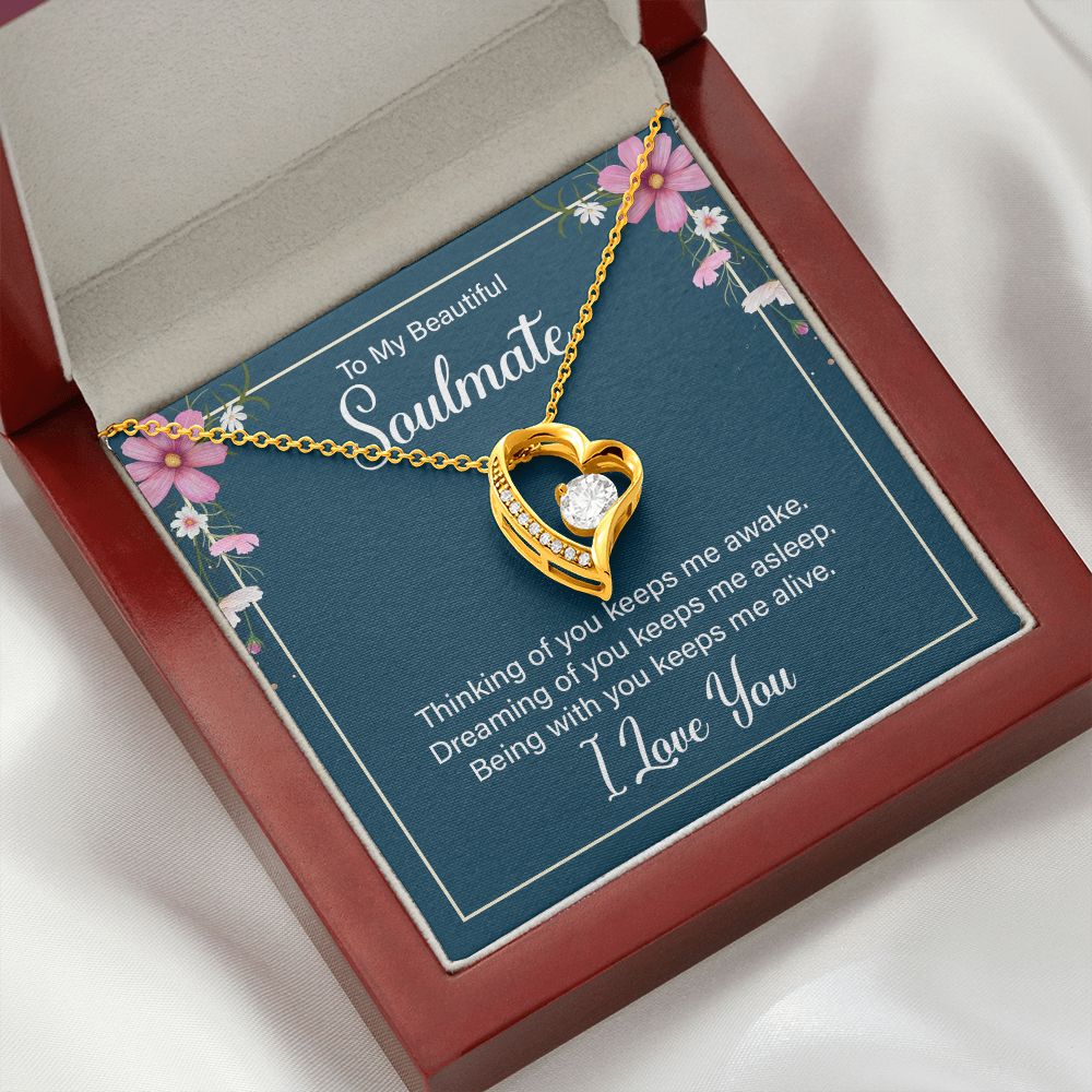 To My Soulmate Thinking of You Keeps Me Awake Forever Necklace w Message Card-Express Your Love Gifts